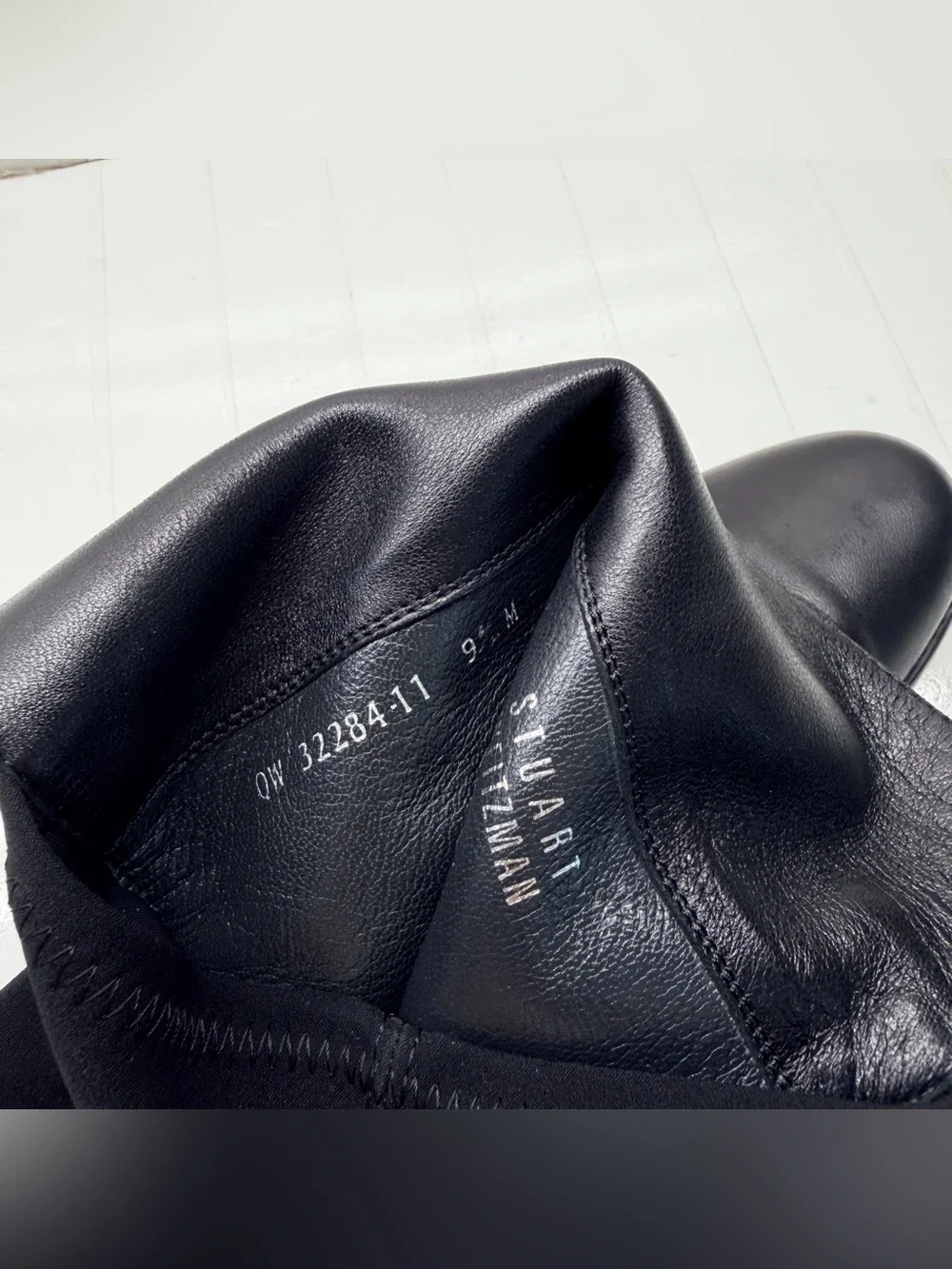 Stuart Weitzman 5050 Black Over-the-Knee Leather Boots, Size 9.5